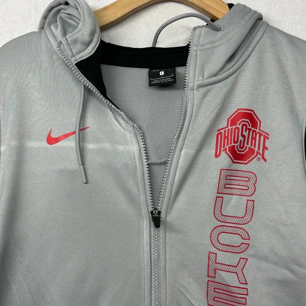 Nike Ohio State Buckeyes Gray‎ Full Zip Hoodie Jacket Men's L Dri-Fit
